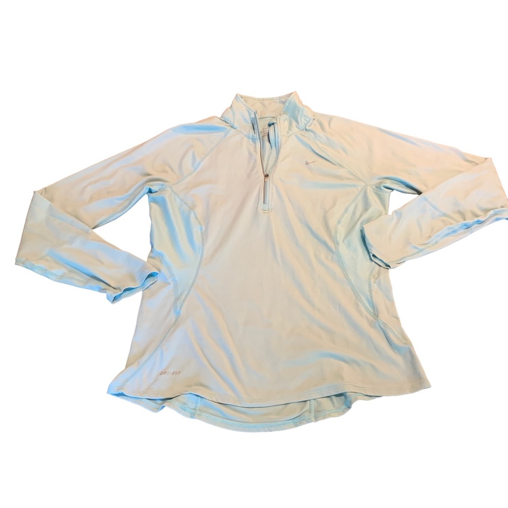Nike Aqua Blue Women’s Long Sleeve Athletic 1/4 Zip Dri-fit Pullover Medium